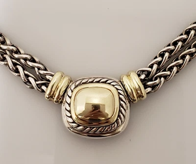 Collar Noblesse David Yurman Plata de Ley Oro Amarillo 14k Doble Hilo Foto 1 de 4