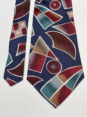 Corbata DON LOPER 100 % seda clásica azul borgoña formas geométricas corbata para hombre de colección” Foto 1 de 4