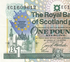 1992 "COMMEMORATIVE ISSUE" ROYAL BANK OF SCOTLAND 1 POUND £1 "EC" (( GEM UNC )) - Picture 1 of 4