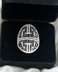 Raritäten Sterlingsilber natürlicher 1 kt weißer & schwarzer Diamant gepflasterter Ring Größe 9 J19 - Bild 1 von 18