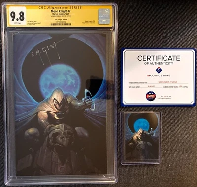 Moon Knight #2 CGC SS 9.8 Virgin Edition Signed by E.M. Gist w/ COA + Card - Image 1 of 4