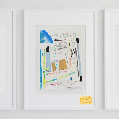 Obra de arte original de collage caprichosa - arte de pared pequeño - medios mixtos - firmada Foto 1 de 4