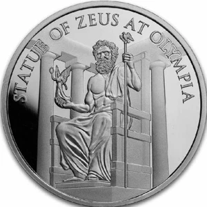 STATUE OF ZEUS AT OLYMPIA 2023 1oz Silver Bullion Round in Capsule - Picture 1 of 5