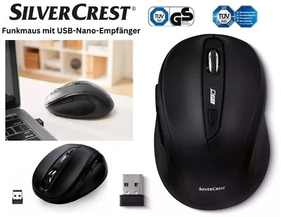 SilverCrest Funk Maus mit USB Nano Empfänger bis 2,4 GHz PC-Maus NEU OVP - Bild 1 von 4