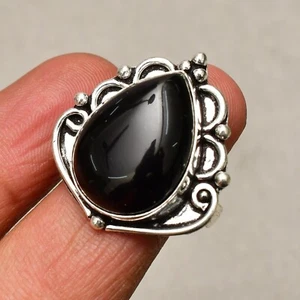 Anillo de joyería de plata esterlina 925 con piedras preciosas de ónix negro ... - Imagen 1 de 8