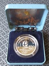 1989 France 100 Francs Albertville 1992 Olympics Silver Ice Skating Proof w/case