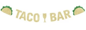 Green And Gold Glittery Taco Bar Fiesta Party Banner - Picture 1 of 5