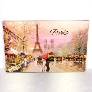 Pink Glass Charcuterie Cheese Board Platter Paris France Eiffel Romance Valentin - Picture 1 of 4