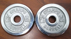 Bilanciere Champs vintage 2 piastre peso standard 1/2 libbre CROMO 1" foro 5 libbre totale - Foto 1 di 2