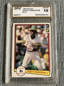 Gem Mint 10! 1982 Donruss Rickey Henderson #113—Oakland Athletics HOF!