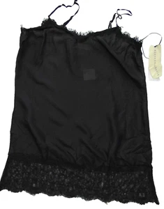 4 Love and Liberty black 100% silk lace trim slip undergarment L - Picture 1 of 10