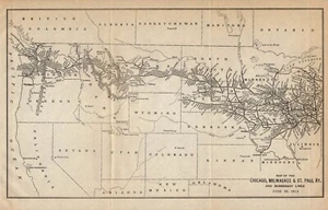 1913 Antique Chicago Milwaukee St Paul Railway Map Railroad Map 1269 - Picture 1 of 4