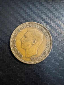 1946 Great Britain 1 Penny Coin KM#845 Bronze George VI Historic UK Coin #2 - Picture 1 of 2