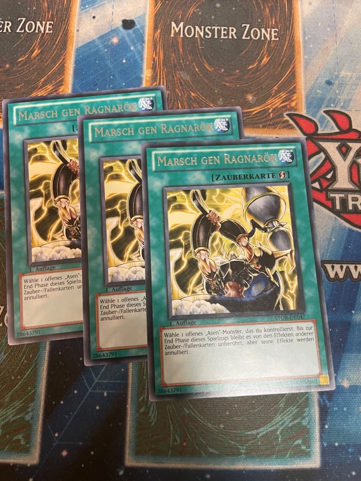 YUGIOH - March Towards Ragnarok x3 - Rare - GERMAN - STOR - 1st ed - PlaySet - Image 1 of 1