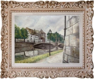 CLAUDE MENGUS (ne en 1935) HST BELLE VUE DU QUAI AU SABLE ET PONT A STRASBOURG - Picture 1 of 16