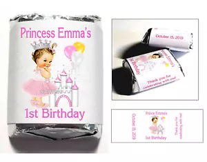 60 PRINCESS BIRTHDAY PARTY FAVORS CANDY WRAPPERS caucasian - Picture 1 of 2