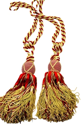 Corbatas de cortina con cortinas blancas/rojas/doradas borlas par de 2 piezas 27" Foto 1 de 4