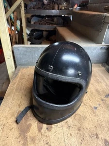 Vintage Old Rare Bell Black Motorcycle Safety Racing Helmet Full Face S/M USA - Foto 1 di 19