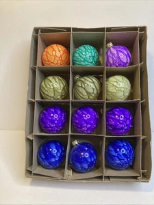 12 Vintage West Germany Ornament Weihnachten Multicolor Tropfglasur Farbe Gießen - Bild 1 von 8