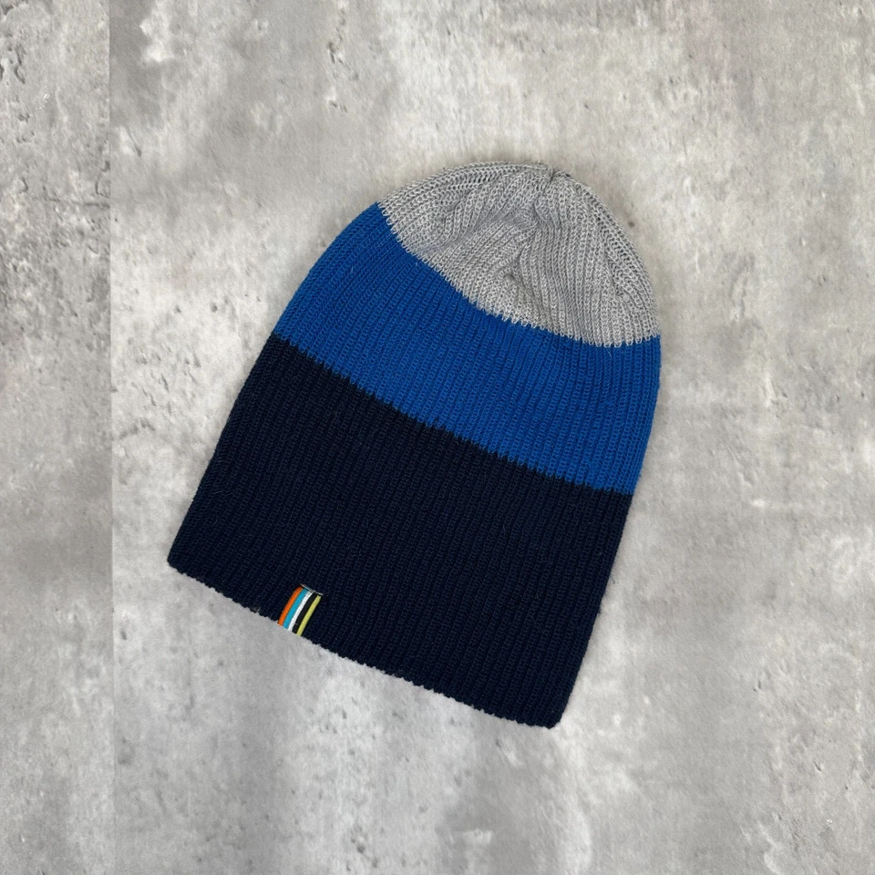 Boné de relógio SmartWool Cantar tamanho único azul cinza colorblock gorro merino esqui - Imagem 1 de 4