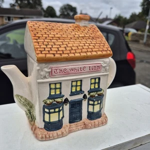 Vintage Collectable Novelty Tea Pot "The White Lion" Pub - Picture 1 of 5