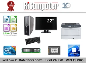Postazione PC I5 Ram 16GB SSD Monitor 22 + Stampante Lexmark RICONDIZIONATO - Foto 1 di 1