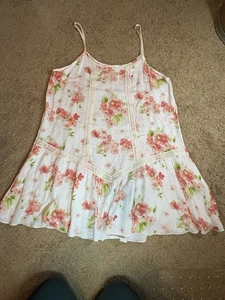 Orange Creek Bluse Damen Größe L weiß mit rosa Blumen Babydoll Flirty - Bild 1 von 5