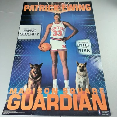 Vintage Patrick Ewing Poster NY Knicks Madison Square Guardian 24”x36” 80s  - Image 1 of 4