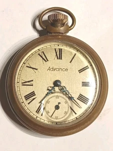 Vintage Advance Pocket Watch Train Locomotive Engine On Back - Picture 1 of 7