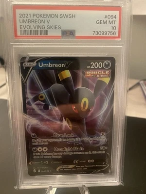 Pokémon TCG Umbreon v Evolving Skies Holo Ultra Rare Card 094/203 PSA 10 🔥 - Image 1 of 2