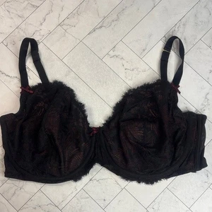NWOT Cacique Lane Bryant Womans Bra Black Lace Unlined Balconette UNDERWIRE 44H - Picture 1 of 9