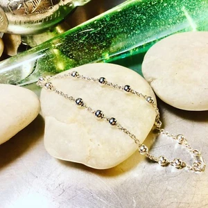 Genuine 925 Sterling Silver Ball & Chain Bracelet - Picture 1 of 13
