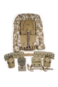 WW2 US ARMY EQUIPMENT CONBINATION USMC BACKPACK T-TYPE SPADE USMC KETTLE SET - Picture 1 of 24
