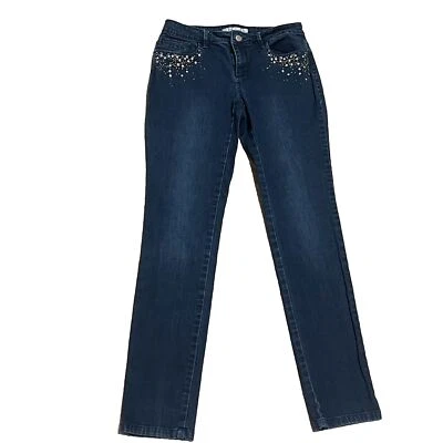 Boston правильно украшенные темные вареные узкие джинсы с заниженной талией размер 4 эластичные  - Изображение 1 из 4