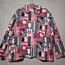 Vintage Teddi Fleece Jacket Womens Size 1X Full Zip Red Black Pockets 