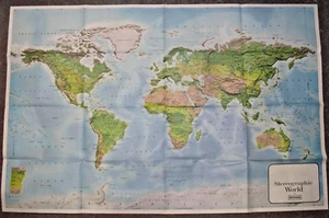 STEREOGRAPHIC WORLD MAP - Classic Wall Map by Hammond - 25" x 38" undated (772) - Picture 1 of 3