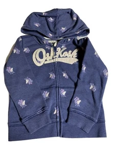 OshKosh Girls Sz 4T Hoodie Glittered Logo Unicorn Face Print Sweatshirt - Picture 1 of 10