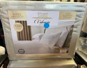 KENSINGSTON GARDEN VALENCIA WOVEN STRIPE 1000 THREAD COUNT 4 PCS KING SHEET SET - Picture 1 of 3