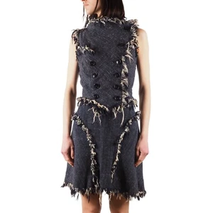 Vivienne Westwood Anglomania Vintage Women's Frayed Tweed Skirt Top Suit Set 42 - Picture 1 of 15