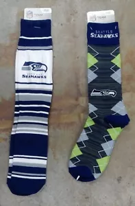 2 Pack NFL Seattle Seahawks Gift Socks Mas Stripes Dress Gray Fan Nation 12 Man - Picture 1 of 1