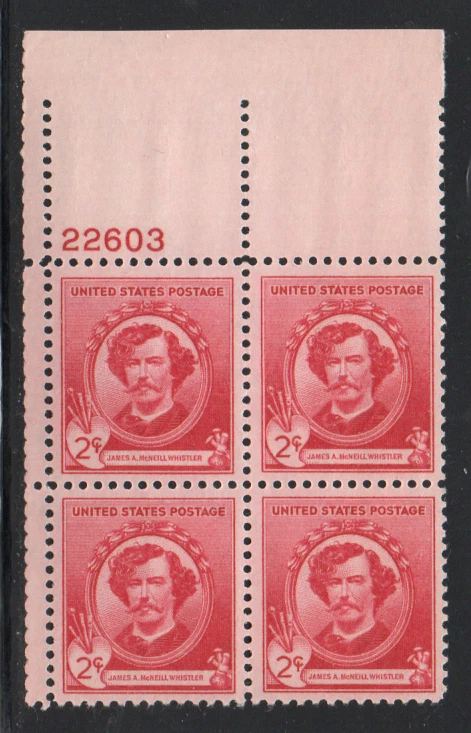 ALLY'S US Plate Block Scott #885 2c James Whistler [4] MNH F/VF [STK] - Image 1 of 1
