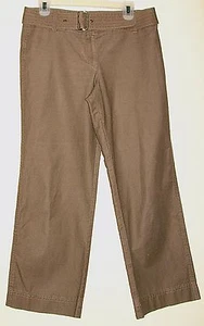 Ann Taylor Loft Khaki Green Belted Cotton Cropped Pants-8* - Picture 1 of 2