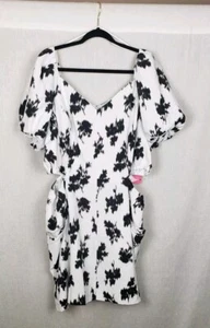 Prabal Gurung for JCPenney Dress Plus 24W Black White Crush Floral Side Cut Outs - Picture 1 of 8