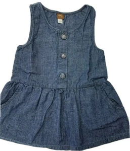 NWT Tea Collection Girls 2T 2 Blue Denim Chambray Jumper Dress with Pockets - Picture 1 of 7