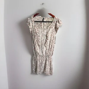 Naf Naf Paris Dress Invory Floral Short Lined Dress 38 (S/M) - Picture 1 of 9