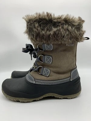 Khombu Women's US 7 Slope Gray Brown Leather Faux Fur Waterproof Winter Boots - Image 1 of 4