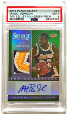 2013-14 Panini Select Magic Johnson Auto #'d 4/5 GU Patch Green Prizm PSA 9 MINT