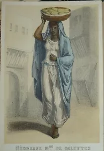 LITOGRAFÍA MUJER ÁRABE ÁFRICA NEGRA ORIENTALISTA ESCLAVITUD MERCANTIL 1840 - Imagen 1 de 3