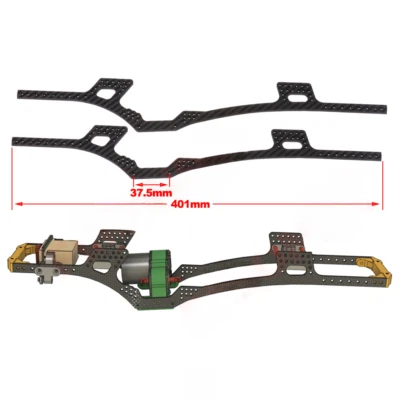 2X Carbon Fiber LCG Chassis Frame Rails for 1/10 RC Crawler SCX10 I II RGT 86100 - Image 1 of 4