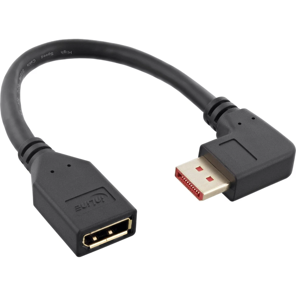 InLine DisplayPort Adapterkabel 8K4K rechts gewinkelt 0,15m Vergoldete Monitor - Bild 1 von 1